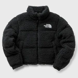 north face high pile nuptse jacket black